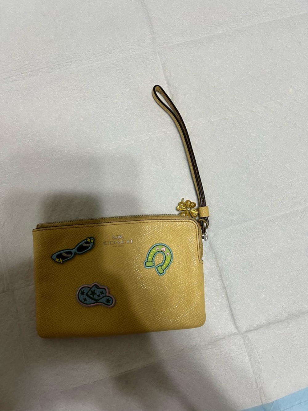 Coach Yellow Leather Patch Wristlet